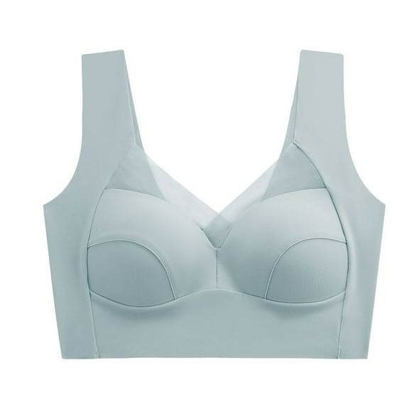 Sleep Bra Women Seamless Bra Feature V-Neck Molded Bra Style W-727 Blue-a M