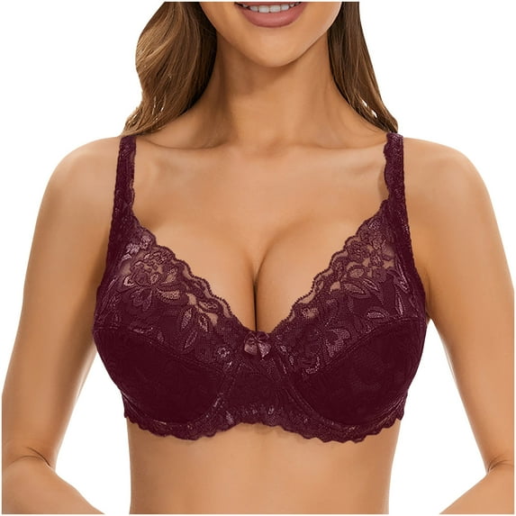 Sleeping Bras for Women Back-Smoothing Bra Feature V-Neck Nursing Bra Style W-429 Wine 90