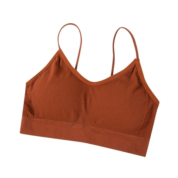 Soft Sports Bras for Women Convertible Bra Feature V-Neck Sport Bra Style W-1047 Brown M