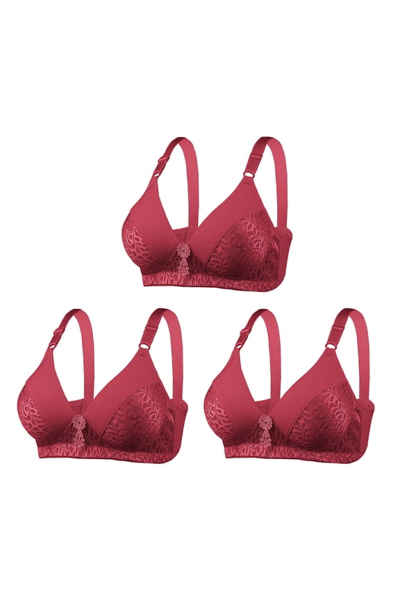 Soorts Bra Women Lightly Lined Bra Feature V-Neck Full-Figure Bra Style W-329 Red 36