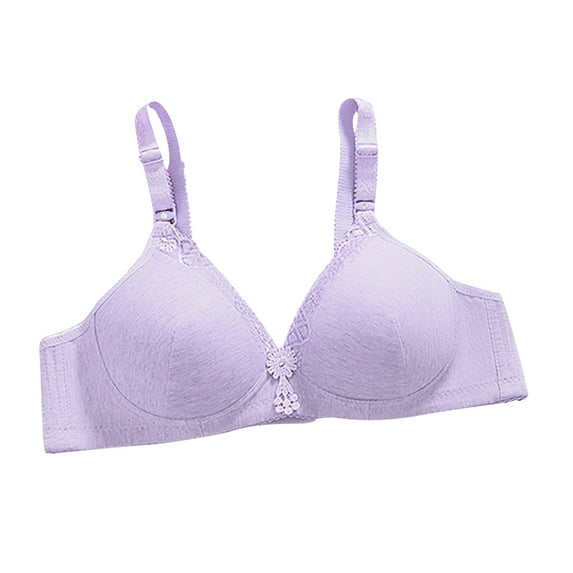 Soorts Bra Women Woman Bra No Underwire Underwears Base Vest Style Sports Base Underwears V-Neck Seamless Bra Feature Hook and Eye Closure Push-up Bra Style Y-343 , Purple M