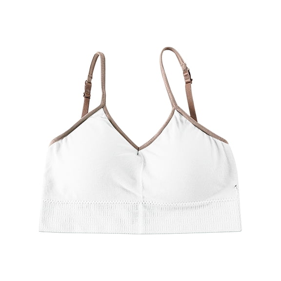 Sports Bra Women Fashion Bra Solid Vest Camisole Breathable Push Up Tops Underwear V-Neck Lightly Lined Bra Feature Hook and Eye Closure Nursing Bra Style Y-95 , White
