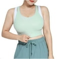 thumbnail image 1 of Sports Bra for Women Girls Two-Piece Sports Underwear High-Strength Bra Large Chest Pad Yoga Bras V-Neck Lightly Lined Bra Feature Hook and Eye Closure Push-up Bra Style Y-558 , Green XXL, 1 of 5