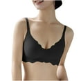 thumbnail image 1 of Sports Bra for Women Full-Coverage Bra Feature V-Neck Soft Bra Style W-791 Black L, 1 of 7