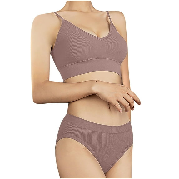 Sports Bralettes for Women Full-Coverage Bra Feature V-Neck Padded Bra Style W-785 Purple L