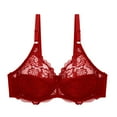 thumbnail image 1 of Sports Bras for Running Women Lace with Steel Solid Color Double Breasted Push Up Bra V-Neck Convertible Bra Feature Hook and Eye Closure Push-up Bra Style Y-342 , Red M, 1 of 2