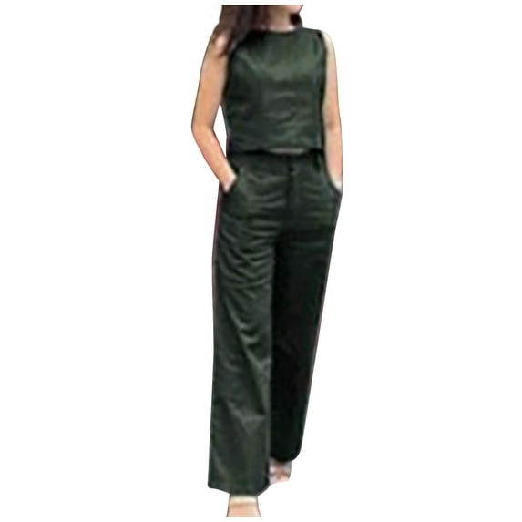 Summer Outfit Beach Outfits for Women Clothing Set Female Round Neck Short Sleeve Tops Pants Sets Cargo Pant Style S_263 Women's Tracksuits Green-1 3XL