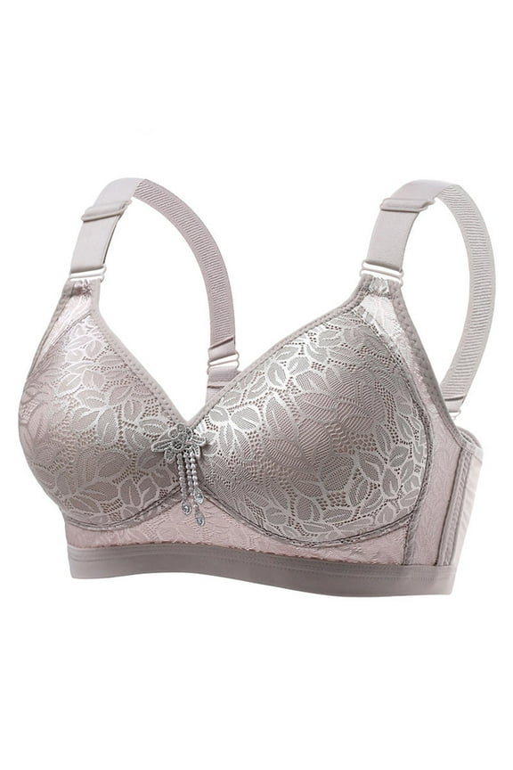 Support Wireless Bra Women Full-Coverage Bra Feature V-Neck T-Shirt Bra Style W-206 Gray 3XL