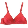 thumbnail image 1 of T Shirt Bra Women Lightly Lined Bra Feature V-Neck Padded Bra Style W-1274 Red M, 1 of 3