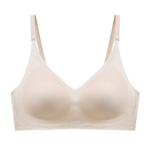 T Shirt Bras Women No Underwire Bra Feature V-Neck Padded Bra Style W-1455 Beige M