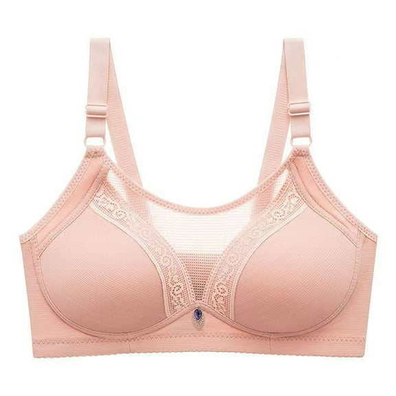 V Neck Cami Bra for Women Girls Lightly Lined Bra Feature V-Neck Nursing Bra Style W-1145 Hook and Eye Closure Padded Sports Bras Push Up Pinks XXL