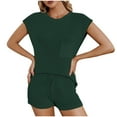 thumbnail image 1 of Vacation Outfits for Women Vacation Outfits for Women Clothing Set Female Round Neck Sleeveless Tops Pants Sets Cargo Pant Style S_884 Women's Tracksuits Green XL, 1 of 1