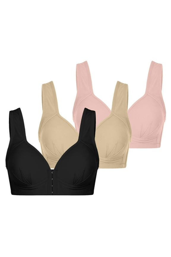 Wireless Bra for Women No Underwire Bra Feature V-Neck Sport Bra Style W-1929 Black S