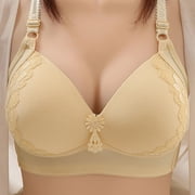 LLYWEY Wireless Bralette Women Seamless Bra Feature V-Neck Bralette Bra Style W-290 Beige 44C