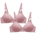 thumbnail image 1 of Wireless Bras for Women Support Convertible Bra Feature V-Neck Strapless Bra Style W-220 Hook and Eye Closure Bandeau Sports Bra Pinks L, 1 of 5