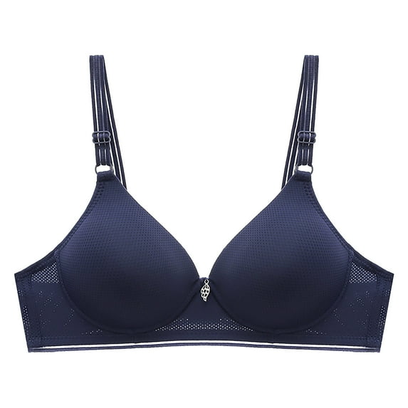 Wireless Cami Bra Women Printed Push up Together Daily Bra Underwear No Underwire V-Neck Seamless Bra Feature Hook and Eye Closure Wire-Free Bra Style Y-336 , Dark Blue L