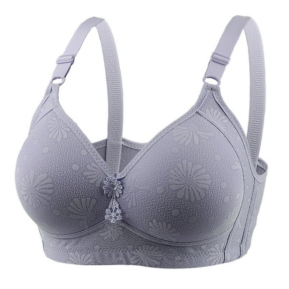 Wireless Everyday Bra Women Comfortable Breathable Bra Underwear No Underwire V-Neck Back-Smoothing Bra Feature Hook and Eye Closure Longline Bra Style Y-394 , Gray L