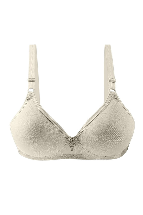 Women Bra Pullover Bra Feature V-Neck Soft Bra Style W-178 Beige XL