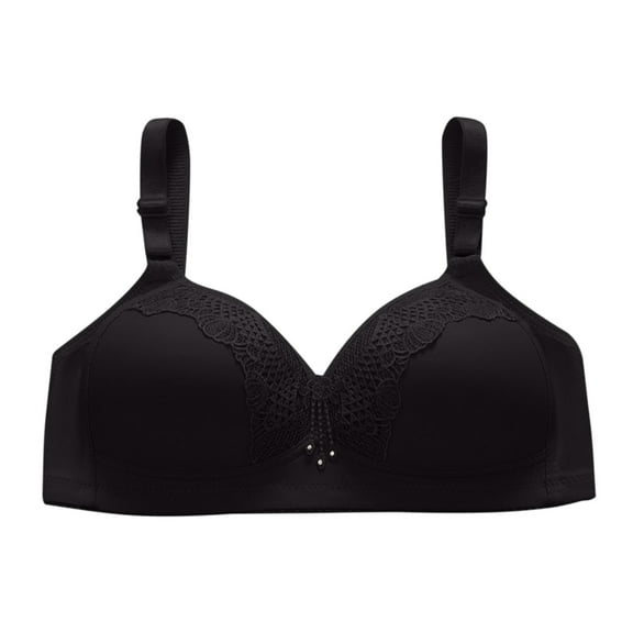 Women Bralette Ladies Fashion Comfortable Breathable Gathers No Underwire Bra Woman Cotton Thin Underwear V-Neck Convertible Bra Feature Hook and Eye Closure Padded Bra Style Y-593 , Black S