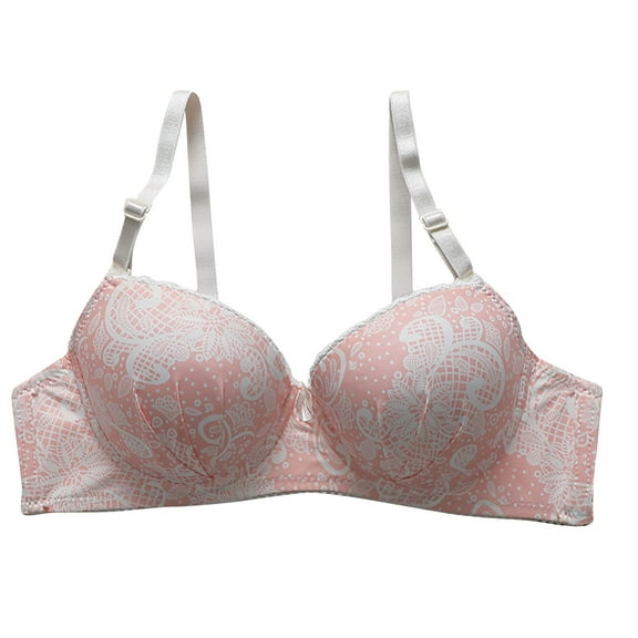 Women Bralette Pullover Bra Feature V-Neck No Underwire Bra Style W-769 Pinks M