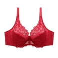 thumbnail image 1 of Women Bras Full Coverage Lace with Steel Solid Color Double Breasted Push Up Bra V-Neck Lightly Lined Bra Feature Hook and Eye Closure Balconette Bra Style Y-340 , Red M, 1 of 2