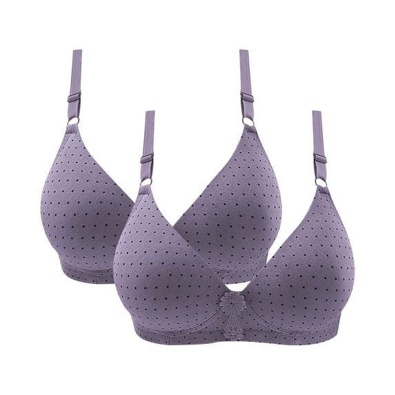 Women Bras Full Coverage No Underwire Bra Feature V-Neck Wire-Free Bra Style W-501 Hook and Eye Closure Padded Bralettes Purple XXL