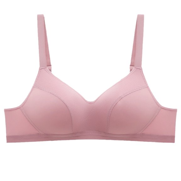 Women Bras Full Coverage Pullover Bra Feature V-Neck No Underwire Bra Style W-75 Pinks M
