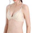 thumbnail image 1 of Women's Bra No Underwire Bra Thin Cup Comfortable Lace Underwear V-Neck No Underwire Bra Feature Hook and Eye Closure Full-Figure Bra Style Y-493 , Beige L, 1 of 2