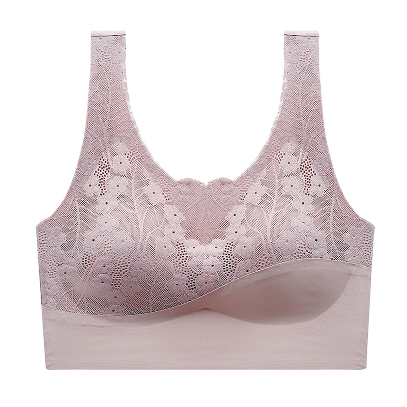 Mallwal Women's Bras No Wire Lace Wrapped Chest Ice Seamless Vest Thin