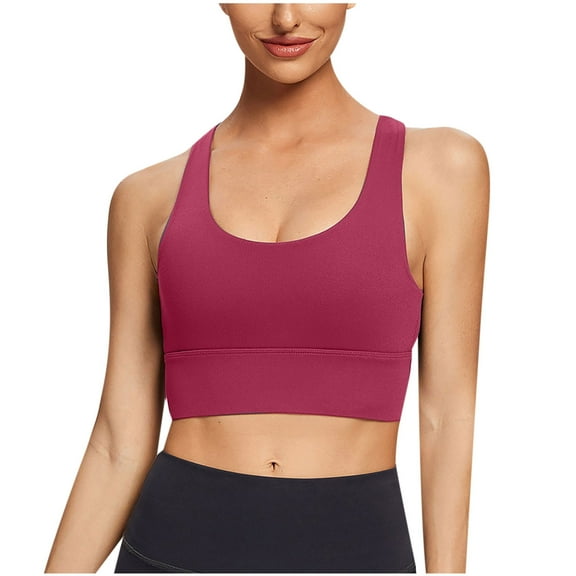 Women's Bras No Wire Tank Tops Vest Sports Bra Female Yoga Bralettes Back Sports Bra V-Neck Padded Bra Feature Hook and Eye Closure Longline Bra Style Y-141 , Red-d XL