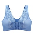 thumbnail image 1 of Women's+Sports+Bras Bras Plus Size Front Buckle Lace Comfortable Breathable Solid No Underwire Bras Underwear V-Neck Seamless Bra Feature Front Snap Closure Padded Bra Style Y-523 , Blue 95D, 1 of 8