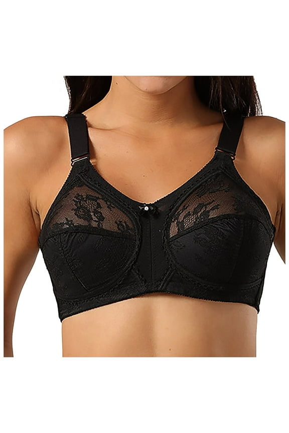 Womens Bra Ultra Thin Full Cup Bra Without Underwire Lace Bra V-Neck Convertible Bra Feature Hook and Eye Closure Nursing Bra Style Y-20 , Black 90D