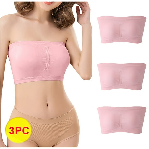 Mallwal Womens Bras Comfortable Convertible Bra Feature V-Neck Wire-Free Bra Style W-1908 Pinks L
