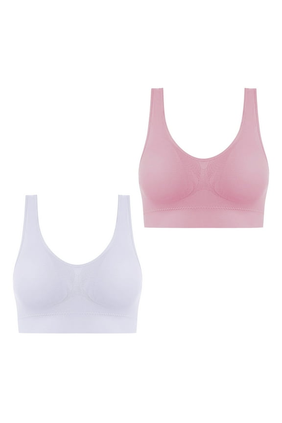 Womens Bras Lightly Lined Bra Feature V-Neck Sport Bra Style W-1779 Pinks M