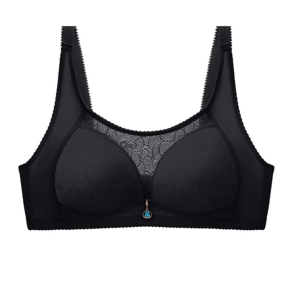 Womens Bras No Underwire Full-Coverage Bra Feature V-Neck T-Shirt Bra Style W-1125 Black XXL