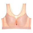 thumbnail image 1 of Womens Sports Bras High Support Yoga Sports Front Closure Extra-Elastic Breathable Lace Trim Bra Underwear V-Neck Padded Bra Feature Hook and Eye Closure Longline Bra Style Y-329 , Beige L, 1 of 2