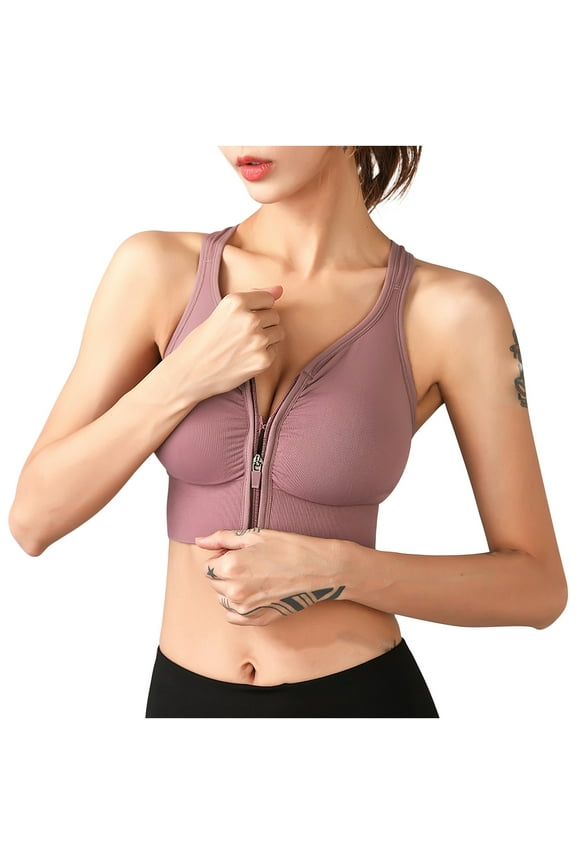 Womens Sports Bras Yoga Bras Solid Sleeveless Cold Shoulder Casual Tanks Blouse Tops V-Neck Seamless Bra Feature Hook and Eye Closure Nursing Bra Style Y-543 , Purple S
