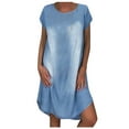 thumbnail image 1 of Womens Spring Dresses 2024 Casual Jean Dress Loose Knee-length Short Sleeve DenimDress Women Size Polyester Fabric Evening Sun Dress Style-9 Light Blue l, 1 of 6
