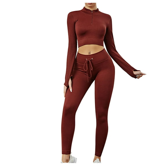 Womens Spring Outfits Beach Outfits for Women Clothing Set Female Round Neck Sleeveless Tops Pants Sets Full Pant Style S_503 Women's Tracksuits Wine L