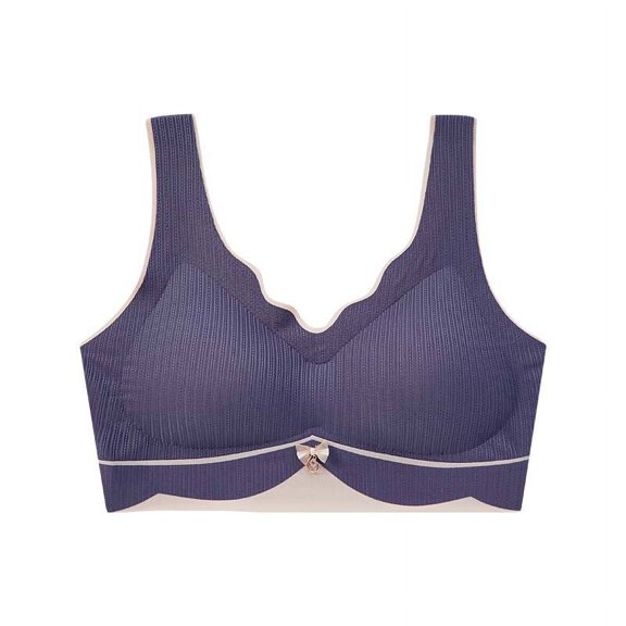 Workout Bras for Women Back-Smoothing Bra Feature V-Neck Soft Bra Style W-1163 Blue L