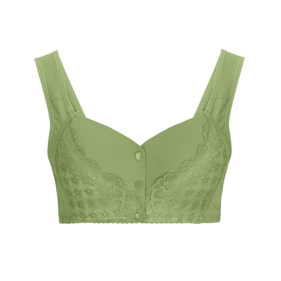 Workout Sports Bra Women Lightly Lined Bra Feature V-Neck Push-up Bra Style W-1094 Green XXL