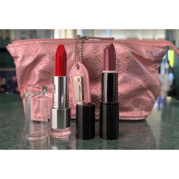 Mally Lipstick Garnet, Lipstick Poppie in Cosmetics Carry Bag, 3pcs Set