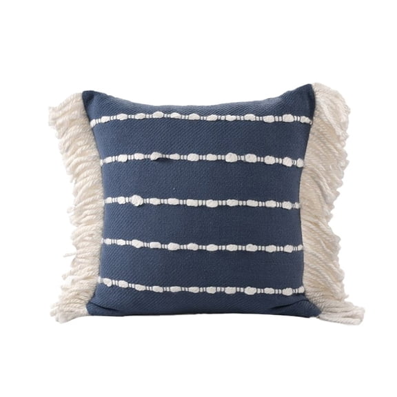LR Home Denver Cotton Blend Poly Filled Pillow in Blue/Ivory, 20" x 20"