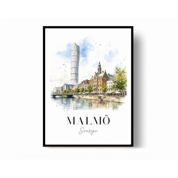 Malmö Sweden Travel Print Wall Decor