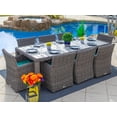 thumbnail image 1 of Malmo 9-Piece Resin Wicker Outdoor Patio Furniture Dining Table Set in Gray w/Dining Table and Eight Chairs (Full-Round Gray Wicker, Sunbrella Canvas Aruba), 1 of 7