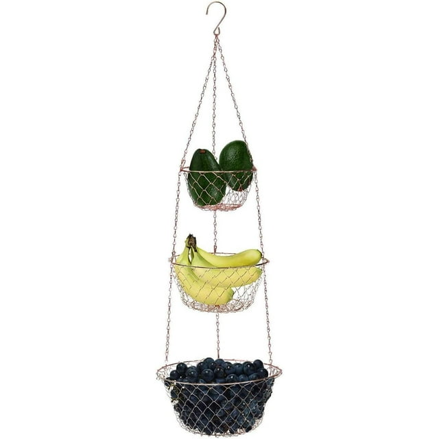 Malmo 3Tier Wire Vegetable Organizer, Hanging Fruit Basket, Kitchen