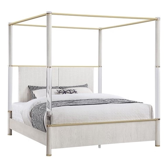 Malmo Oak Engineered Wood and Gold accented Post King Bed