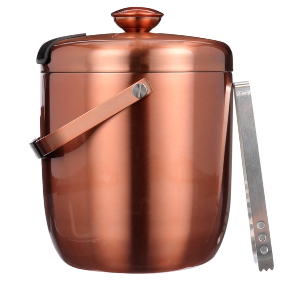 3 Litre Ice Bucket Insulated Stainless Steel Double Wall with Lid and Ice Tongs,Copper
