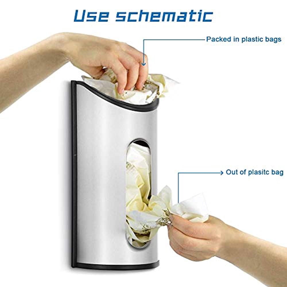Malmo Stainless Steel Wall Mount Grocery Bag Dispenser, Malmo Plastic bag saver,Anti-Fingerprints, Silver - Walmart.com
