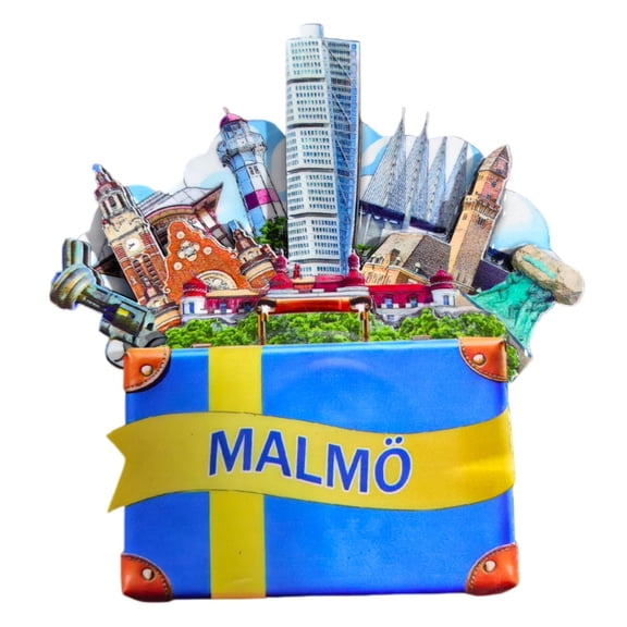 Malmo Sweden 3D Fridge Magnet Souvenir Gift,Wood Handmade Malmo Refrigerator Magnet Home Decoration Collection